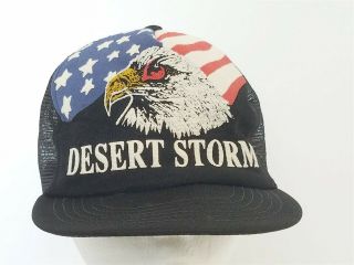 Operation Desert Storm Black Mesh Ball Cap Hat Snapback Vintage