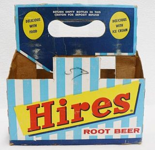 Vintage 1960s Hires Root Beer Soda Pop 6 Pack Carton