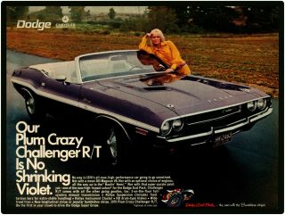 1970 Dodge Challenger Metal Sign: Plum Crazy Purple Challenger R/t Convertible