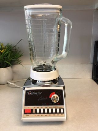 Vintage Oster Osterizer Galaxie Dual Range 14 Blender Chrome And White Vgc
