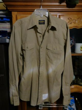 U.  S.  Navy Work Shirt Regulation Long - Sleeve Tan Wash Khaki 15 34/35