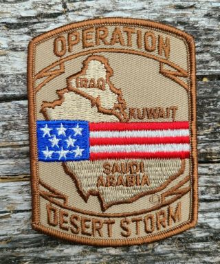 Vintage Us Military Gulf War Operation Desert Storm & Flag 4 " Embroidered Patch