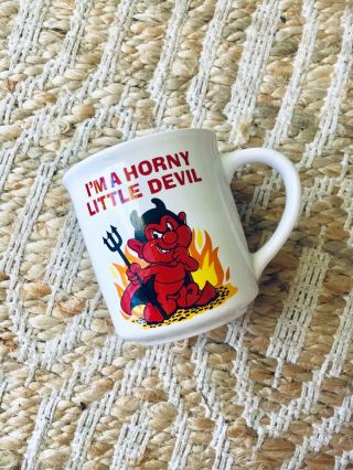 I’m A Horny Little Devil Vintage 1982 Coffee Cup Mug