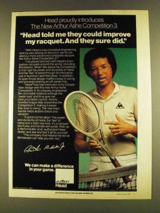 1980 Amf Head Arthur Ashe Competition Tennis Racquet Ad