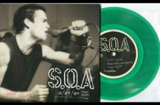 S.  O.  A.  First Demo 12/29/80 Green 7 " Vinyl 45rpm Henry Rollins Band Signed