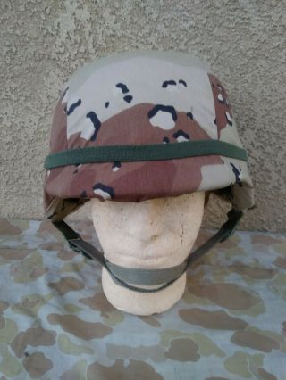 Usgi Pasgt Helmet W/ Desert Storm Chocolate Chip Camo Cover Size Medium Gulf War