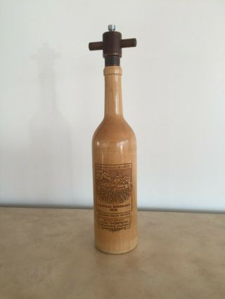 Olde Thompson Wood Pepper Mill Wine Bottle Shape Chateau Bordeaux Label - Usa