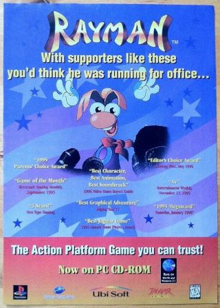 Rayman Poster Ad Print Playstation Sega Saturn Ps1 Retro