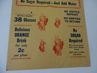 c.  1950 Auman ' s Soda Fountain Orange Drink Syrup Advertising Paper Sign Vintage 3