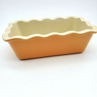 Emile Henry France Glazed Pottery Ruffled Loaf Pan Baking Dish Yellow 6164