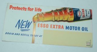Tta - Vintage Advertising Card - Esso Extra Motor Oil