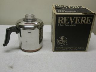 Vintage 80s Revere Ware Copper Clad 5 Cup Coffee Pot Perculator 1514 Il Minty