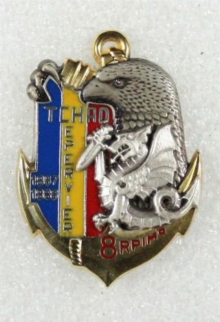 French Army Badge: 8e Rég.  Parachutiste D’inf.  De Marine,  Tchad 1987 - 88 - 0203