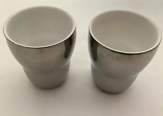 Starbucks Coffee Mugs - By Aida - Silver And White Inside.  Set Of Two