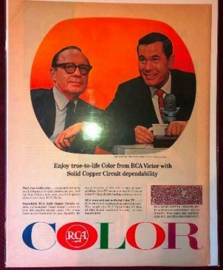 Vintage 1965 Jack Benny Johnny Carson Rca Color Tv Television Advertisement Ad