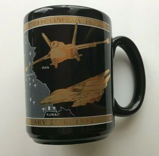 Operation Desert Storm Coffee Mug 22k Gold Graphics Jan 1991 Kuwait Liberated