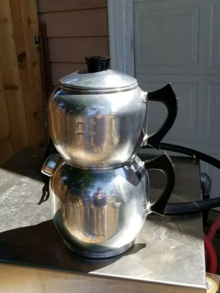Vintage West Bend " Kwik Drip " Aluminum Stovetop Percolator / Coffee Maker 15 Cup