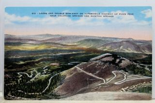 Colorado Co Manitou Springs Pikes Peak Loops Double Knot Postcard Old Vintage Pc