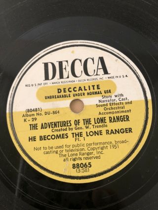 1951 - 52 The Adventures Of The Lone Ranger 7 - Record Set Vol.  1 - 7 Decca Records 3