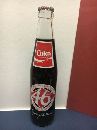 1985 Coca - Cola 10 Oz Bottle Celebrating Retirement Of Johnny Williamson - Nm