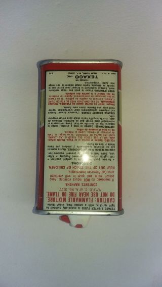 Vintage Texaco Lighter Fluid Red Metal Can 4 oz. 2