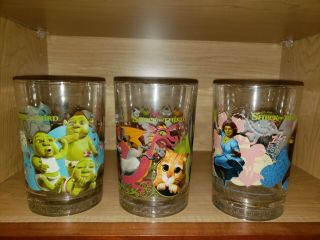 Mcdonald’s Shrek The Third Drinking Glasses (2007) - Set Of 3
