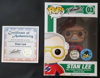 Funko Pop Stan Lee 03 Comikaze Exclusive Signed With Pop & Protector Marvel