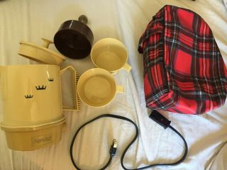 Vintage Regal Poly Perk Coffee Maker Pot Yellow 2 - 4 Cup Percolator W/ Cord & Bag