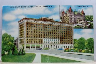 York Ny Albany Hotel De Witt Clinton State Capitol Postcard Old Vintage Card