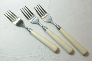 Stanley Roberts Spectrum - Ivory 3 Salad Forks 6 7/8 " Stainless/plastic
