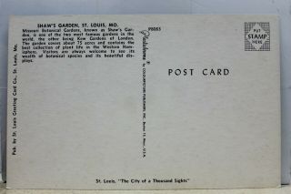 Missouri MO St Louis Shaw ' s Garden Botanical Gardens Postcard Old Vintage Card 2