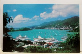 Us Virgin Islands St Thomas Charlotte Amalie Harbor Postcard Old Vintage Card Pc