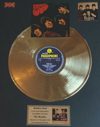 The Beatles Rubber Soul 1965 Gold Vinyl Record,  Set Of Gold Metal Plaques