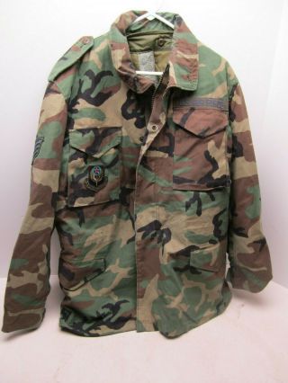 Military Air Force Camo Jacket 8415 - 01 - 099 - 7839 Large Long Cold Weather Woodland