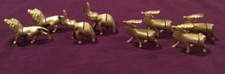 Set Of 8 Vintage Mini Brass Place Card Holders