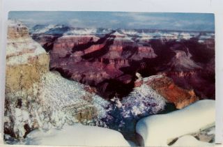 Arizona Az Grand Canyon National Park South Rim Winter Fred Harvey Postcard Old