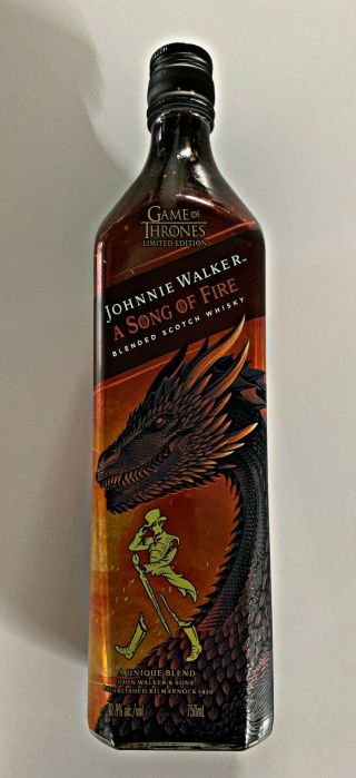 Game Of Thrones Limited Edition Johnnie Walker Song Of Fire Empty Bottle
