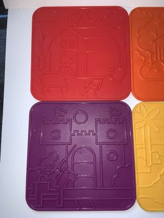 Tupperware Tuppertoys Picture Plates Set of 6 Rubbing Drawing Stencils 2