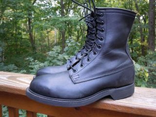 1992 Wolverine Mens Black Leather Us Army/military Steel Toe Combat Boots Sz 8 W