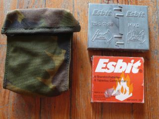 Real Dutch Netherlands Army Pouch,  Esbit Pocket Stove,  6 Hex Tablets Dpm Isaf