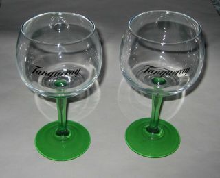 2 Tanqueray Gin 8 " Cocktail Balloon Glasses Limited Edition Green Stem