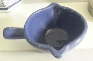 Rare Vintage Kentucky Bybee Blue Pottery Gravy Boat W/ Handle Hand Signed Bb