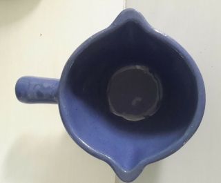 Rare Vintage Kentucky Bybee Blue Pottery Gravy Boat w/ Handle Hand Signed BB 3