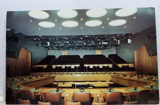 United Nations Un Economic Social Council Chamber Headquarters Postcard Old View