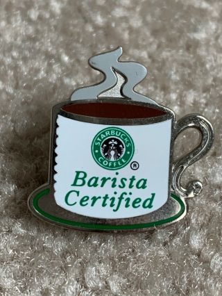 Vintage Starbucks Old Style Logo Certified Barista Enamel Pin Back Hat Pin