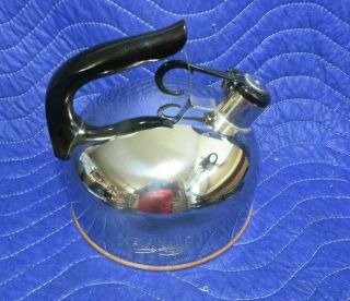 Vintage 1801 Revere Ware Whistling Copper Bottom Tea Kettle China Cu04 G 2qt
