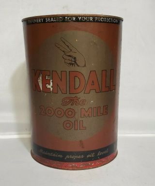 Metal 5qt Kendall The 2000 Mile Motor Oil Gas Service Station Can Airplane Car
