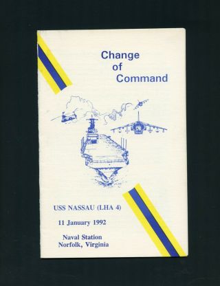 Uss Nassau Lha 4 Change Of Command Navy Ceremony Program With Invitation
