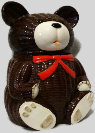 Vintage Otagiri Omc 1979 Cookie Jar Teddy Bear Hand Crafted Brown