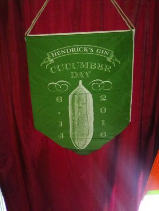 Hendricks A Most Unusual Gin World Cucumber Day Promo Pennant Flag 21 " X16 "